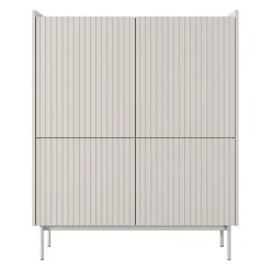 Garnero Arredamenti Credenze Moderne-Credenza alta 103x126cm 4 ante beige cannettato rovere Fioca