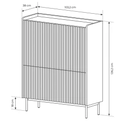 Garnero Arredamenti Credenze Moderne-Credenza alta 103x126cm 4 ante beige cannettato rovere Fioca