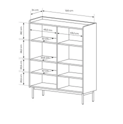 Garnero Arredamenti Credenze Moderne-Credenza alta 103x126cm 4 ante beige cannettato rovere Fioca