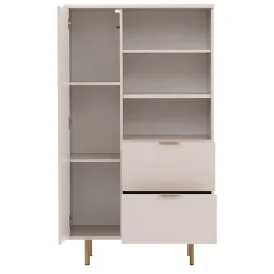 Garnero Arredamenti Credenza Alta-Credenza alta 80x140h cm 1 anta 2 cassetti cannettato moderna beige Vanessa