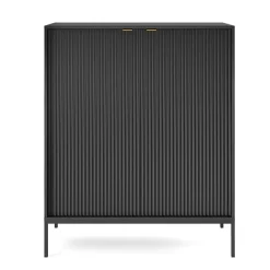Garnero Arredamenti Credenze Moderne|Madie Moderne-Credenza alta 104x125h cm 2 ante moderna soggiorno  nero Alisa Nero Opaco