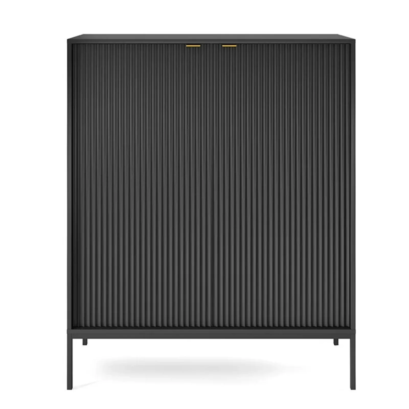 Garnero Arredamenti Credenze Moderne|Madie Moderne-Credenza alta 104x125h cm 2 ante moderna soggiorno nero Alisa Nero Opaco