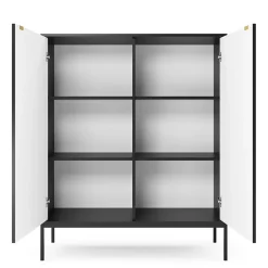 Garnero Arredamenti Credenze Moderne|Madie Moderne-Credenza alta 104x125h cm 2 ante moderna soggiorno nero Alisa Nero Opaco