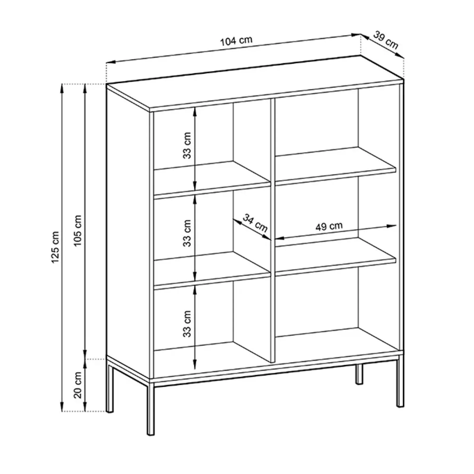 Garnero Arredamenti Credenze Moderne|Madie Moderne-Credenza alta 104x125h cm 2 ante moderna soggiorno nero Alisa Nero Opaco