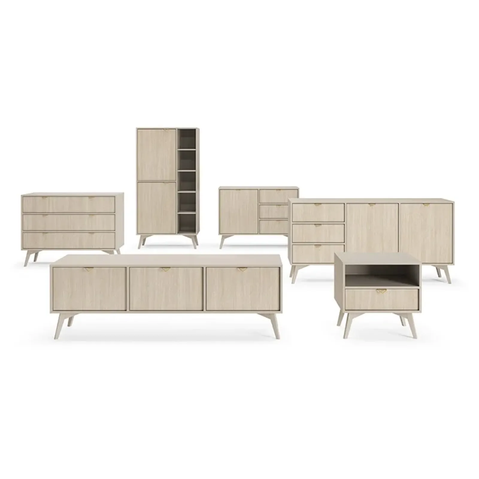 Garnero Arredamenti Credenza Alta-Credenza alta 80x160h cm 2 ante beige rovere Myrta Beige - Rovere