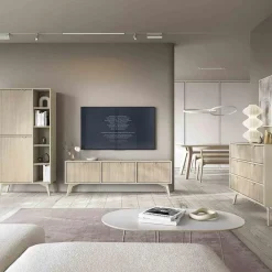 Garnero Arredamenti Credenza Alta-Credenza alta 80x160h cm 2 ante beige rovere Myrta Beige - Rovere