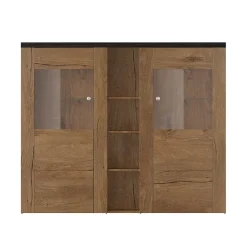 Garnero Arredamenti Credenza Alta-Credenza alta 155x130h cm 2 ante quercia rovere grigio Paloma 2 Rovere - Antracite