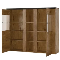 Garnero Arredamenti Credenza Alta-Credenza alta 155x130h cm 2 ante quercia rovere grigio Paloma 2 Rovere - Antracite