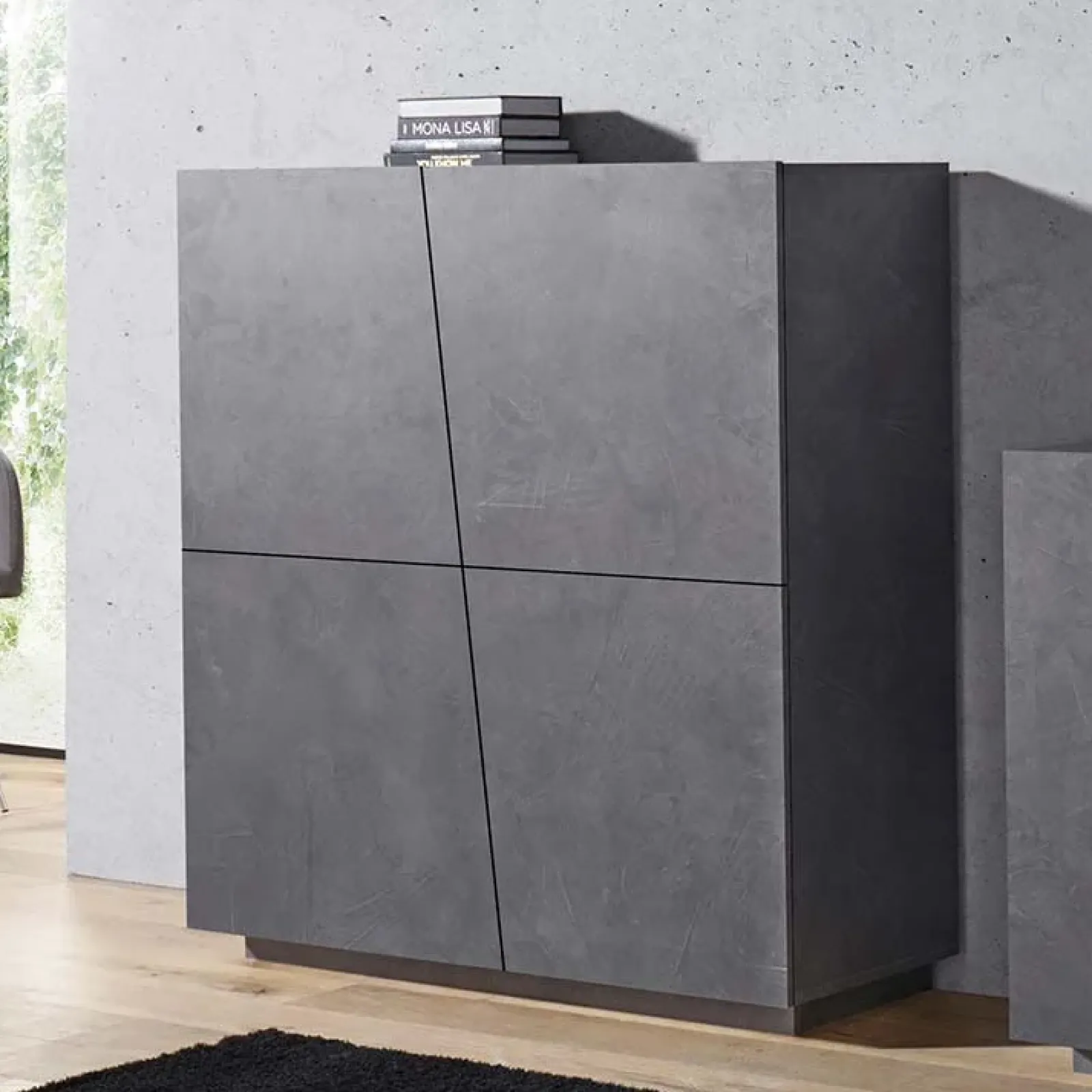 Garnero Arredamenti Credenza Alta|Credenze Moderne-Credenza alta 120x126h cm 4 ante Candia Gihome® Ossido