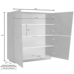 Garnero Arredamenti Credenza Alta|Credenze Moderne-Credenza alta 120x126h cm 4 ante Candia Gihome® Ossido