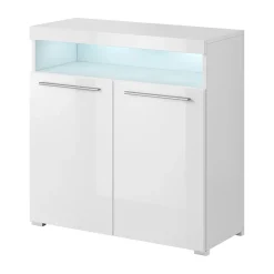 Garnero Arredamenti Credenza Alta|Credenze Moderne-Credenza alta 91x92h cm 2 ante moderna Frisk Bianco Lucido