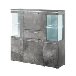 Garnero Arredamenti Credenza Alta-Credenza alta 130x128h cm 4 ante 1 cassetto Frisk Ossido