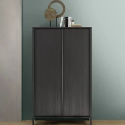 Garnero Arredamenti Credenza Alta-Credenza alta 106x177h cm 2 ante moderna nero frassinato Absolut