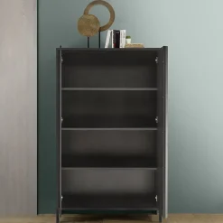 Garnero Arredamenti Credenza Alta-Credenza alta 106x177h cm 2 ante moderna nero frassinato Absolut