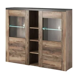 Garnero Arredamenti Credenza Alta-Credenza alta 155x130h cm 2 ante noce rovere grigio Paloma 2 Noce - Grigio