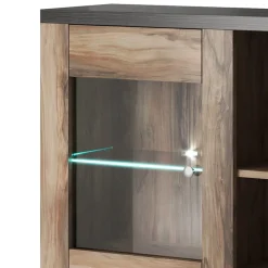 Garnero Arredamenti Credenza Alta-Credenza alta 155x130h cm 2 ante noce rovere grigio Paloma 2 Noce - Grigio