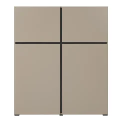 Garnero Arredamenti Credenze Moderne|Credenza Alta-Credenza alta 120x140h cm 4 ante moderna nero Lolla Tortora
