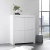 Garnero Arredamenti Credenza Alta-Credenza alta 110x140h cm 4 ante soggiorno moderna bianco opaco Bruma