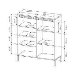 Garnero Arredamenti Credenza Alta-Credenza alta 104x124h cm 3 ante cannettato Ciar Nero Opaco