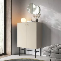 Garnero Arredamenti Credenza Alta|Credenze Moderne-Credenza alta 94x132h cm 2 ante moderna Eterna Beige
