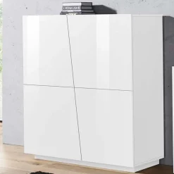 Garnero Arredamenti Credenza Alta-Credenza alta 120x126h cm 4 ante Candia Gihome® Bianco Lucido