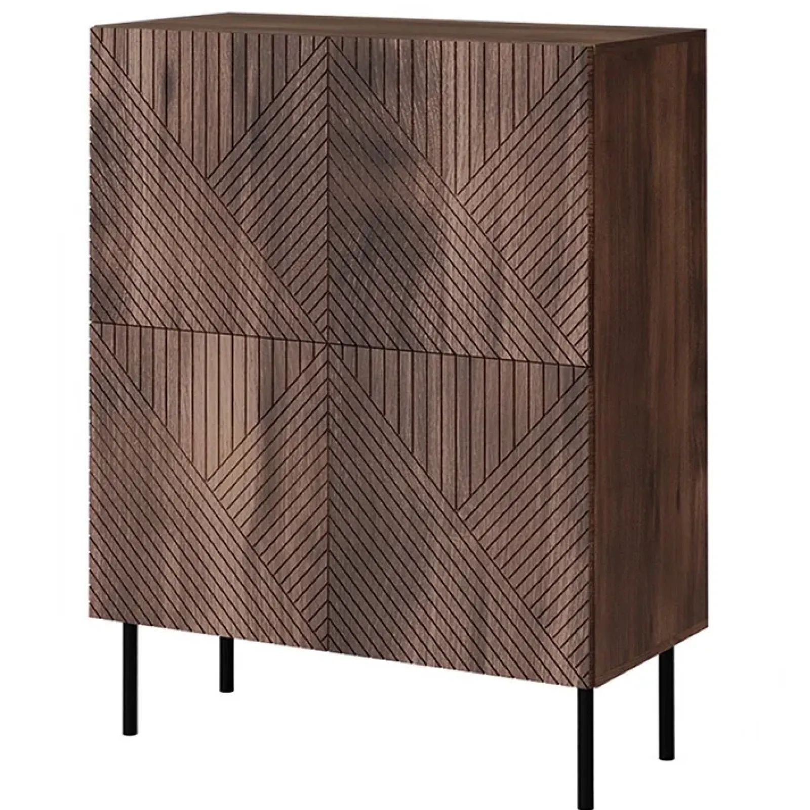 Garnero Arredamenti Credenza Alta-Credenza alta 89x118h cm 4 ante noce scuro con frontali serigrafati Savanna