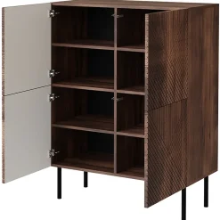 Garnero Arredamenti Credenza Alta-Credenza alta 89x118h cm 4 ante noce scuro con frontali serigrafati Savanna