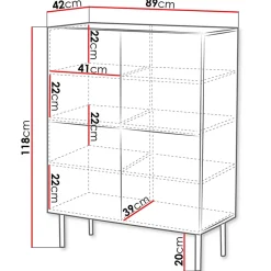 Garnero Arredamenti Credenza Alta-Credenza alta 89x118h cm 4 ante noce scuro con frontali serigrafati Savanna