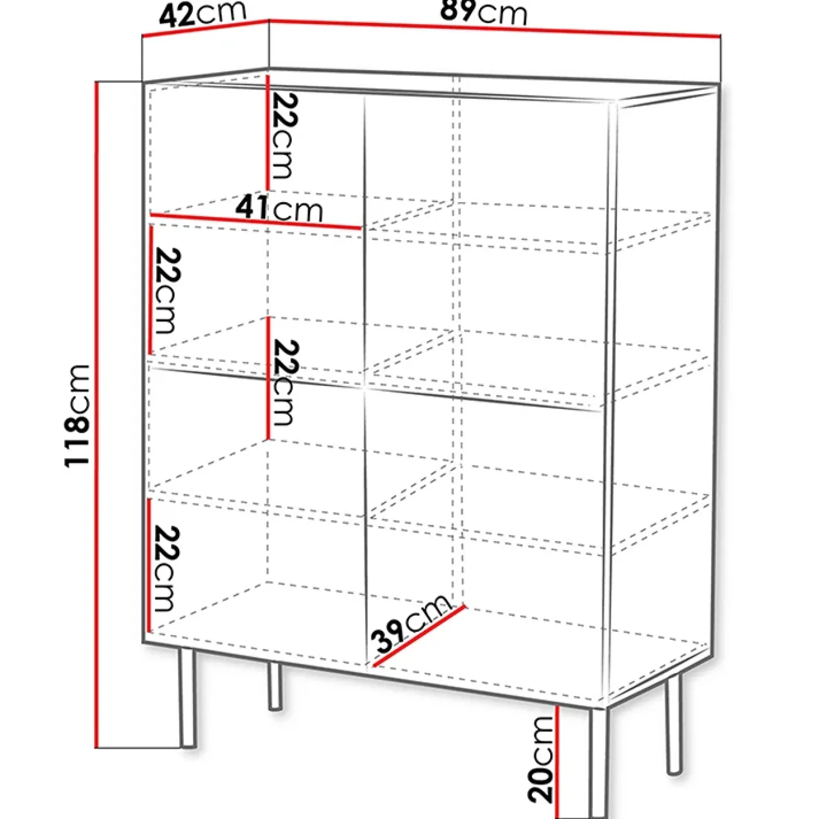 Garnero Arredamenti Credenza Alta-Credenza alta 89x118h cm 4 ante noce scuro con frontali serigrafati Savanna