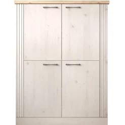 Garnero Arredamenti Credenza Alta|Credenze Moderne-Credenza alta 118x160h cm 4 ante moderna rovere bianco frassinato Doria
