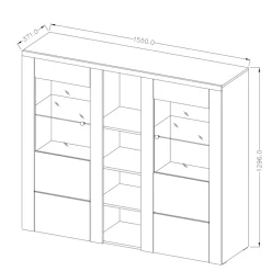 Garnero Arredamenti Credenza Alta-Credenza alta 155x130h cm 2 ante bianco frassinato rovere Paloma 2 Bianco Frassinato - Noce