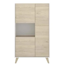 Garnero Arredamenti Credenza Alta|Credenze Moderne-Credenza alta 81x135h cm 3 ante moderna rovere bianco Elmer Rovere - Bianco opaco