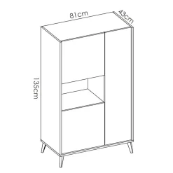 Garnero Arredamenti Credenza Alta|Credenze Moderne-Credenza alta 81x135h cm 3 ante moderna rovere bianco Elmer Rovere - Bianco opaco