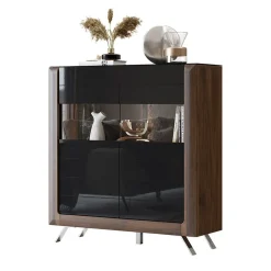 Garnero Arredamenti Credenza Alta-Credenza alta 129x137h cm 2 ante noce nero lucido Jumbo Nero Lucido - Noce