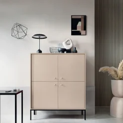 Garnero Arredamenti Credenza Alta|Credenze Moderne-Credenza alta 104x125h cm 4 ante soggiorno Glory Beige