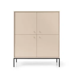 Garnero Arredamenti Credenza Alta|Credenze Moderne-Credenza alta 104x125h cm 4 ante soggiorno Glory Beige