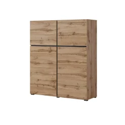 Garnero Arredamenti Credenza Alta|Credenze Moderne-Credenza alta 120x140h cm 4 ante moderna nero Lolla Rovere