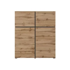 Garnero Arredamenti Credenza Alta|Credenze Moderne-Credenza alta 120x140h cm 4 ante moderna nero Lolla Rovere