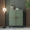 Garnero Arredamenti Credenza Alta-Credenza alta 108x144h cm 4 ante verde salvia scuro rovere Selvia
