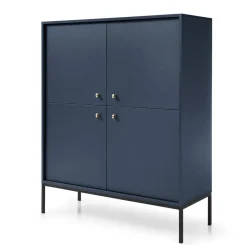 Garnero Arredamenti Credenza Alta-Credenza alta 104x125h cm 4 ante soggiorno notte Glory Blu