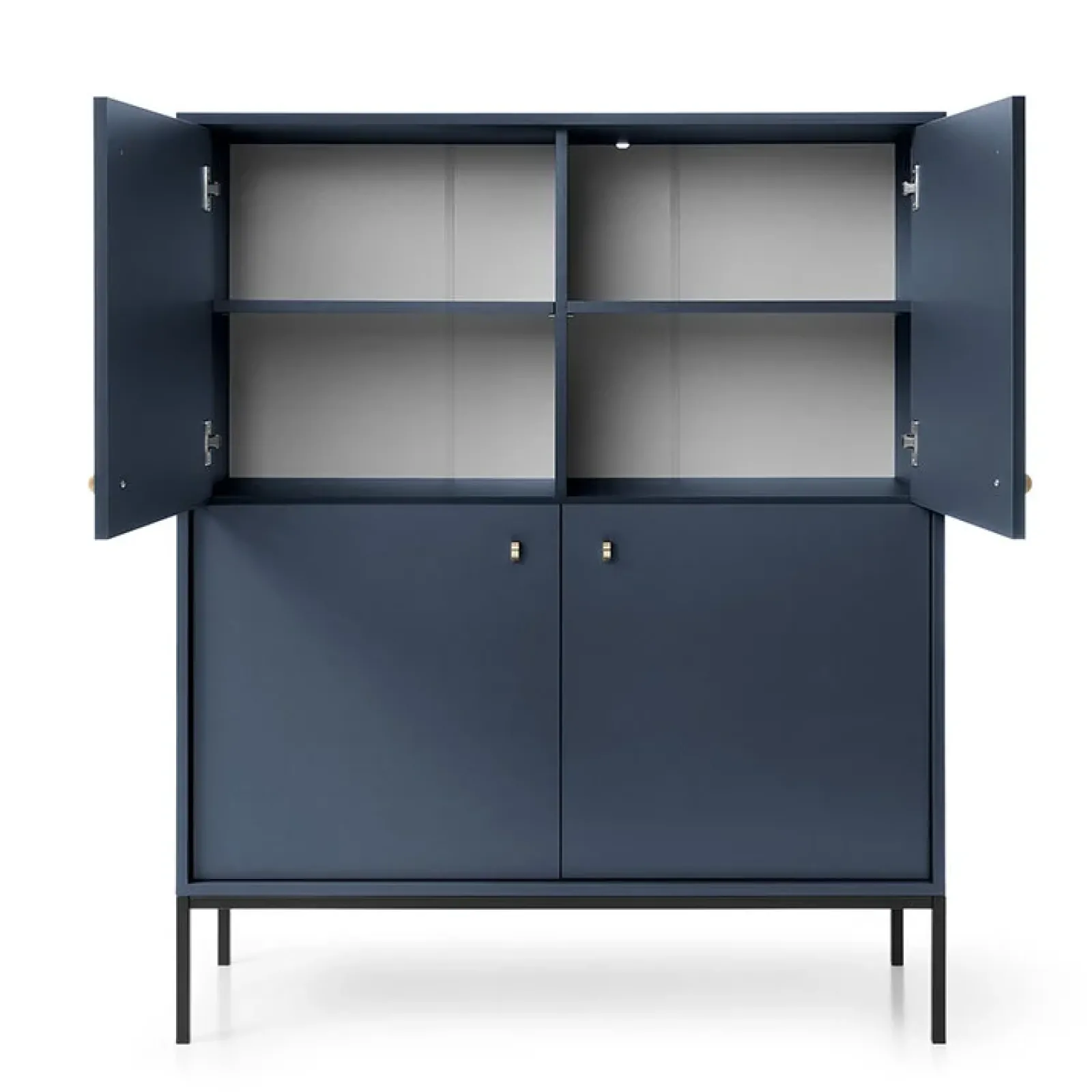 Garnero Arredamenti Credenza Alta-Credenza alta 104x125h cm 4 ante soggiorno notte Glory Blu