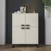 Garnero Arredamenti Credenza Alta-Credenza alta 108x144h cm 4 ante moderna beige cashmere nero Casmira