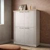 Garnero Arredamenti Credenza Alta|Credenze Moderne-Credenza alta 118x160h cm 4 ante rovere bianco frassinato Armonia