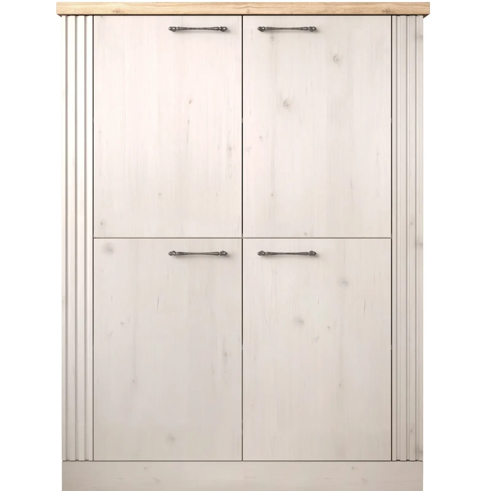 Garnero Arredamenti Credenza Alta|Credenze Moderne-Credenza alta 118x160h cm 4 ante rovere bianco frassinato Armonia