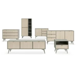 Garnero Arredamenti Credenza Alta-Credenza alta 80x160h cm 2 ante verde salvia rovere Myrta Rovere - Verde salvia