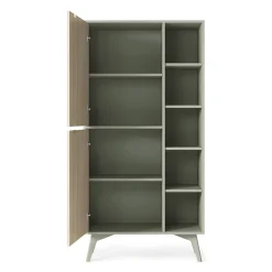 Garnero Arredamenti Credenza Alta-Credenza alta 80x160h cm 2 ante verde salvia rovere Myrta Rovere - Verde salvia