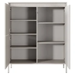 Garnero Arredamenti Credenza Alta-Credenza alta 104x124h cm 3 ante cannettato Ciar Beige