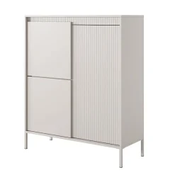 Garnero Arredamenti Credenza Alta-Credenza alta 104x124h cm 3 ante cannettato Ciar Beige