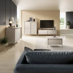 Garnero Arredamenti Credenza Alta-Credenza alta 104x124h cm 3 ante cannettato Ciar Beige