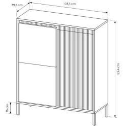 Garnero Arredamenti Credenza Alta-Credenza alta 104x124h cm 3 ante cannettato Ciar Beige